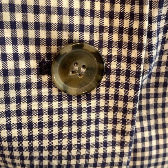 Talbots Blue White Gingham Cotton Stretch 3/4 Sleeve Blazer Jacket Size 12 - Picture 4 of 11